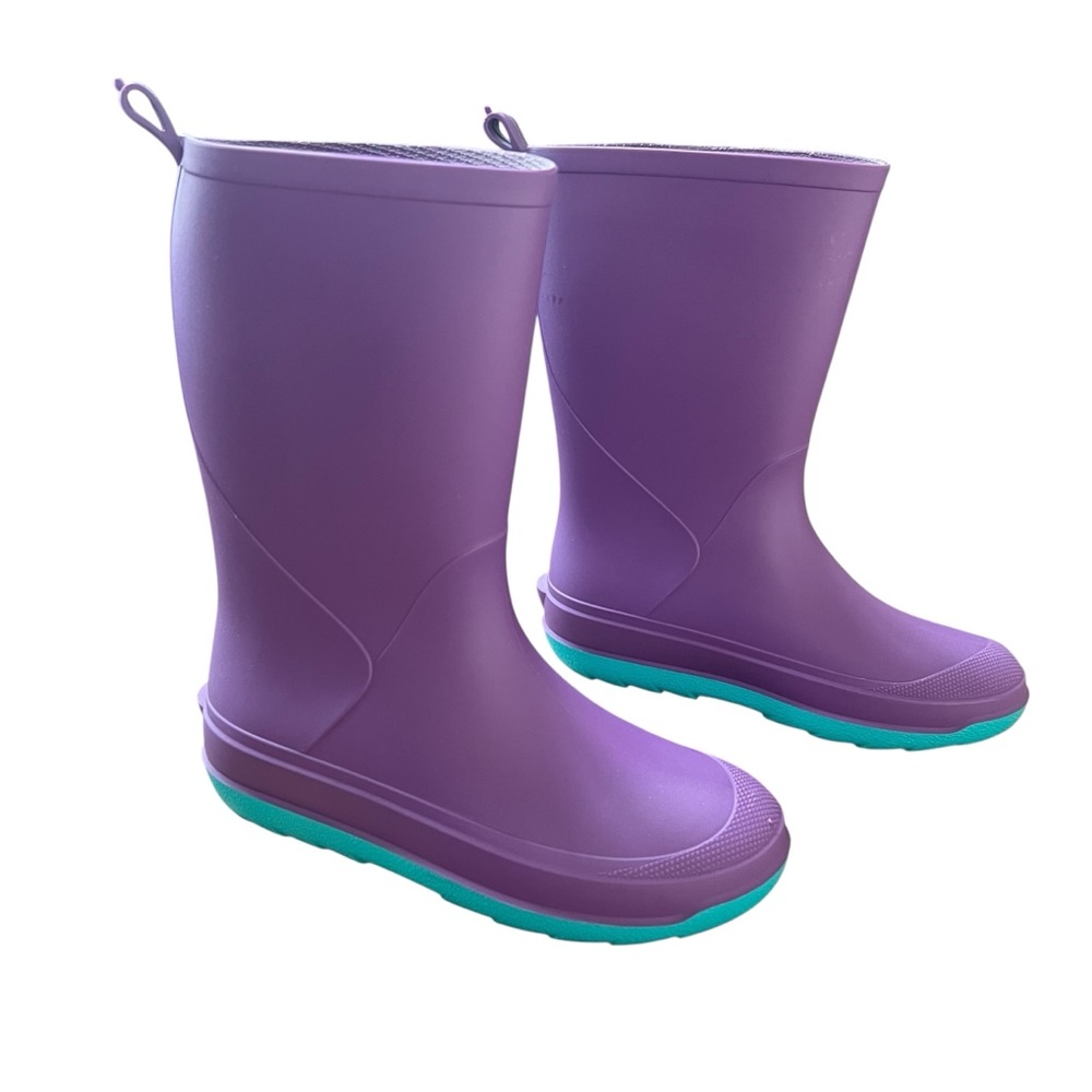 Cat & Jack Girls Purple Rain Boots Size 1 - Picture 2 of 13
